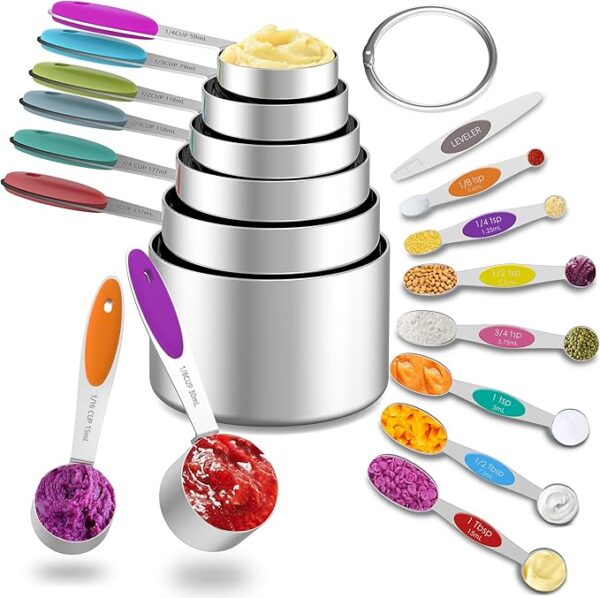 Measuring Cups and Magnetic Measuring Spoons Set, 8 Stainless Steel
