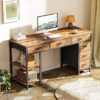 Computer Desk with 6 Drawers, 47 Inch Office Desk with Shelves - Image 5