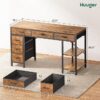 Computer Desk with 6 Drawers, 47 Inch Office Desk with Shelves - Image 4
