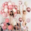 Dusty Pink Balloon Set, 60Pcs 12 Inch Retro Blush Pink White Sand Nude Latex Balloon with Metallic Confetti - Image 3