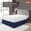 11 Inch Drop Twin Size Navy Blue Solid Bed Skirt Split Corner Pleated Style Easy Fit Easy Care Fade & Wrinkle Resistant Micorfiber Made - Image 2