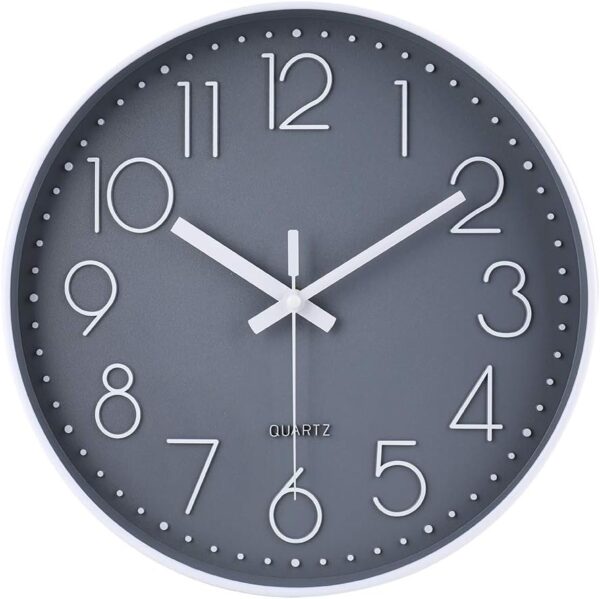 Wall Clock 12 Inch Non-Ticking Silent Battery Operated Round Wall Clock