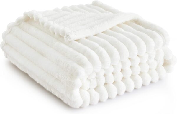 White Throw Blanket for Couch - Super Soft Cozy Blankets for Women, Cute Small Fleece Throws for Girls, 50x60 Inches