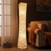 61'' Creative LED Floor Lamp, Softlighting Minimalist Modern Contemporary with Fabric Shade & 2 Bulbs Floor Lamps for Living Room Bedroom Warm Atmosphere(Tyvek Dupont 10 x 10 x 61 inch) - Image 5