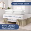 Wrap Around Dust Ruffle Bed Skirt – Beige - Bed Skirt for Full Size Beds with 12 in. Drop – Easy Fit Elastic Strap - Pleated Bedskirt with Brushed Fabric - Wrinkle Free, Machine Wash - Image 2