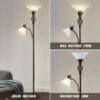 Floor Lamp for Living Room, LED Standing Reading Light for Bedroom with Glass Shade for Living Room Corner Bedroom Home Office,Bulbs Included (Red Brown,Glass 2 Head) - Image 3