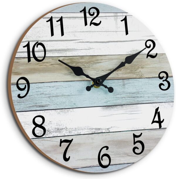 Wall Clock 12 Inch Bathroom Clock, Rustic Wall Clocks Battery Operated (white)