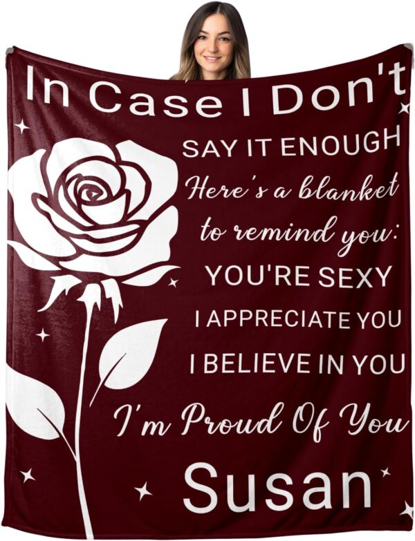Valentines Blankets for Wife Girlfriend, Custom Name Blanket, Personalized Blanket, Romantic Blanket for Her, Customized Blanket Gifts, Customizable Throw Blanketsfor Women Wife Birthday Anniversary