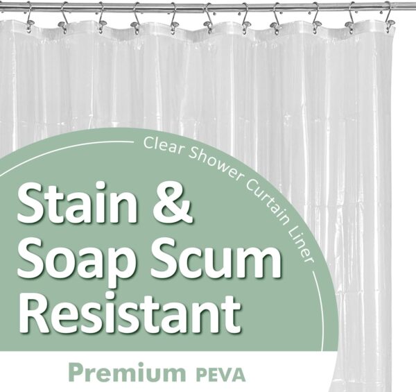 Design Plastic Shower Liner Clear - Premium PEVA Shower Curtain Liner with Rustproof Grommets and 3 Magnets