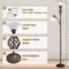 Floor Lamp for Living Room, LED Standing Reading Light for Bedroom with Glass Shade for Living Room Corner Bedroom Home Office,Bulbs Included (Red Brown,Glass 2 Head) - Image 2