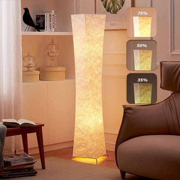 61'' Creative LED Floor Lamp, Softlighting Minimalist Modern Contemporary with Fabric Shade & 2 Bulbs Floor Lamps for Living Room Bedroom Warm Atmosphere(Tyvek Dupont 10 x 10 x 61 inch)