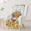 Blanket for Girls Women - 60x50 Inches Aesthetic Highland Cow Throw Blanket for Kids Teens Adults - Yellow Soft Fuzzy Sunflower Blankets Decor for Bed Couch Sofa - Image 2
