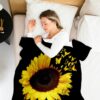 Custom Blanket with Name Sunflower Floral Blankets Personalized Throw Blanket Mother Birthday Gifts Fleece Blanket Sunflower Gifts for Women - Image 3