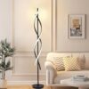Spiral Floor Lamp for Living Room Modern LED Floor Light with Remote Dimmable Control Sleek Spiral Design Corner Lamp for Bedroom, and Office Lighting Tall Standing Floor Lamp Black 63 inch - Image 2