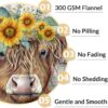 Blanket for Girls Women - 60x50 Inches Aesthetic Highland Cow Throw Blanket for Kids Teens Adults - Yellow Soft Fuzzy Sunflower Blankets Decor for Bed Couch Sofa - Image 5