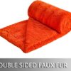Double Sided Faux Fur Throw Blanket(Without Pillows),Decorative Soft Fuzzy Fluffy Cozy Blanket for Couch Bed Chair Sofa Women Teen Girls Gift(Orange,50" x 63") - Image 3