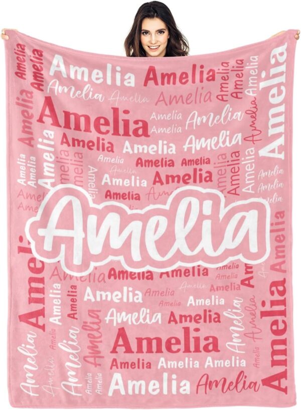 Custom Blanket with Name Personalized Blankets for Kids Adult Boys Girls Flannel Monogrammed Customized Blankets Throw (40''x50'')