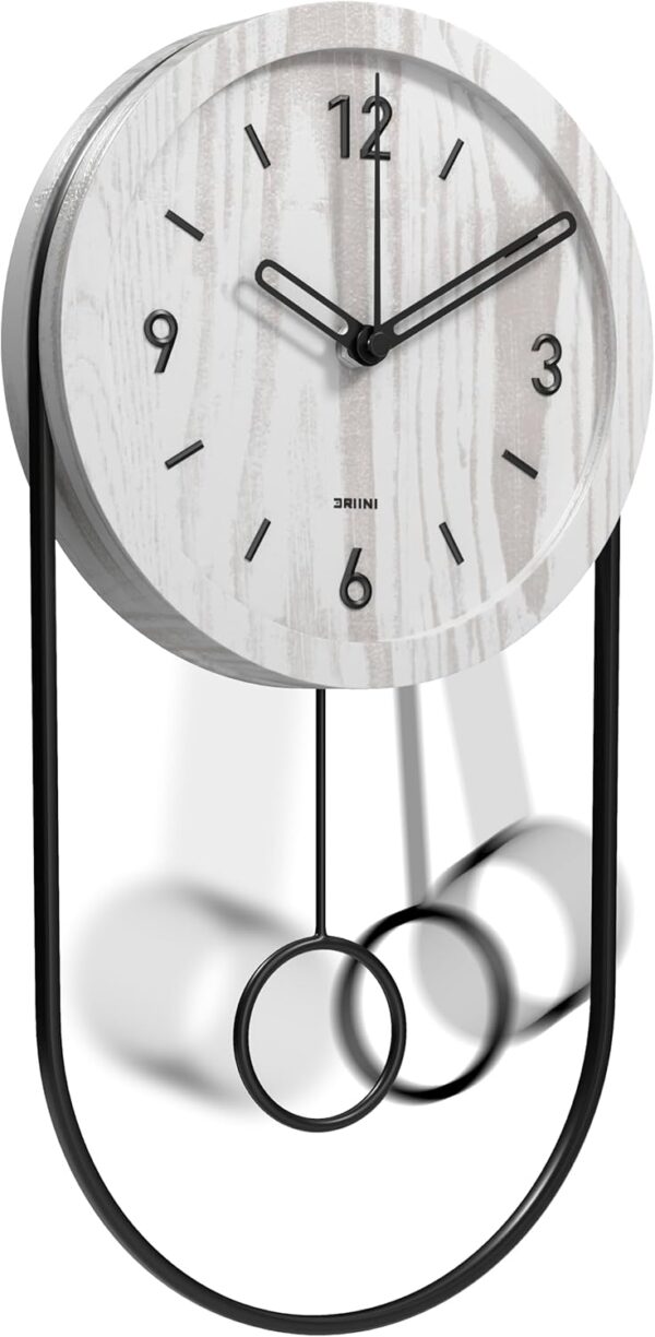 Decorative Wall Clock with Pendulum (White)