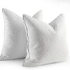 Goose Feathers Throw Pillow Inserts Set of 2, 20x20 Luxurious Corrugated Quilting Euro Decorative Pillows Insert with Exquisite Silver-Grey Satin Edging, Perfect for Couch, Bed, Sofa - Image 2