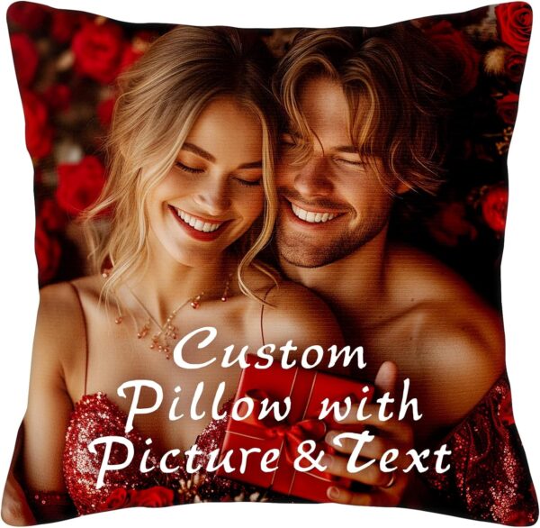 Personalized Custom Pillows with Pictures & Text, 20" x 20" Customized Two-Sides Photo Velvet Pillowcase, Customizable Pet Throw Pillow Covers for Family Lovers Couple Women Men Friends Gifts
