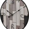 24" Metal Frame Number Multi-Color Mosiac Brown Wooden Wall Clock (Muti-Brown, 24 inch) - Image 4