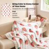 Cute Strawberry Throw Blanket Pink - Aesthetic White Fleece Throw for Girls Boys Teens Kids as Gifts, Soft and Cozy Fruit Pattern Blankets for Couch Sofa Bed Camping, 50x60 - Image 2