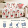 Cute Strawberry Throw Blanket Pink - Aesthetic White Fleece Throw for Girls Boys Teens Kids as Gifts, Soft and Cozy Fruit Pattern Blankets for Couch Sofa Bed Camping, 50x60 - Image 5
