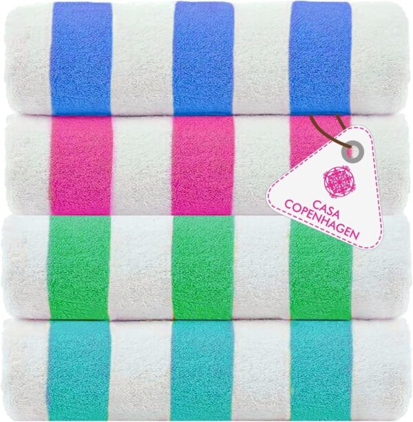 Beach Designed in Denmark Rough and Tough, Quick Dry, Beach, Pool, Bath & Shower 30x60 inches 4 Pieces Cotton Beach Bath Towels Set