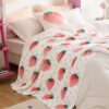 Cute Strawberry Throw Blanket Pink - Aesthetic White Fleece Throw for Girls Boys Teens Kids as Gifts, Soft and Cozy Fruit Pattern Blankets for Couch Sofa Bed Camping, 50x60 - Image 4