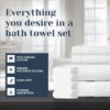 Luxury White Bath Towel Set of 8 Pieces - 100% Turkish Cotton Highly Absorbent Towels for Bathroom - Image 2
