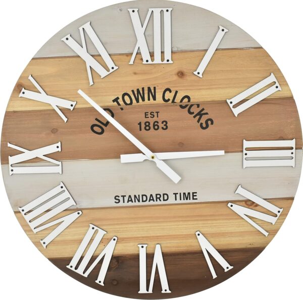 30" Wooden Multi-Color Rustic Farmhouse Wall Clock (Wood, 30 inch)