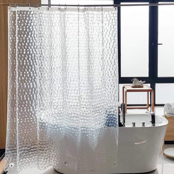 Clear Shower Curtain with Water Cube, Water-Repellent Liner with 3 Magnets for Bathroom