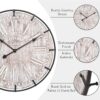 24 Inch Large Farmhouse Wall Clock, Rustic Antique Wood with Metal Circle and Large Engraved Numerals - Image 3