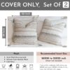 Gray Decorative Throw Pillow Cover 20x20 Combo Set of 2 Square Boho Neutral Grey Accent Pillowcase Tassels Farmhouse Cushion for Couch Sofa Bedroom Living Room Home Décor Cover ONLY - Image 3