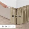 Wrap Around Dust Ruffle Bed Skirt – Beige - Bed Skirt for Full Size Beds with 12 in. Drop – Easy Fit Elastic Strap - Pleated Bedskirt with Brushed Fabric - Wrinkle Free, Machine Wash - Image 3