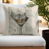 Wine and Cups Art Vintage Linen Throw Pillow Case, 18 x 18 Inch Set of 4, Home Bar Area Decor, Wine Glass Lover Gifts - Image 4