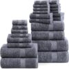 24 Piece Bath Towels Set - 100% Cotton Bathroom Towels, Absorbent Towels for Bathroom, 4 Large Bath Towels, 2 Bath Sheets - Image 2