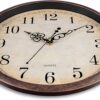 Vintage Brown Wall Clock Silent Non Ticking 12 Inch Quality Quartz Battery Operated - Image 5