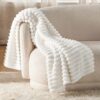 White Throw Blanket for Couch - Super Soft Cozy Blankets for Women, Cute Small Fleece Throws for Girls, 50x60 Inches - Image 2