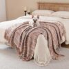 Soft Neon Color Knit Throw Blanket with Tassels, Cozy Boho Home Decro Throw for Sofa Couch Chair Bed, 50X60 Inch, Machine Washable, Pink Color Scheme - Image 2
