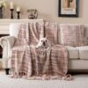 Soft Neon Color Knit Throw Blanket with Tassels, Cozy Boho Home Decro Throw for Sofa Couch Chair Bed, 50X60 Inch, Machine Washable, Pink Color Scheme - Image 4