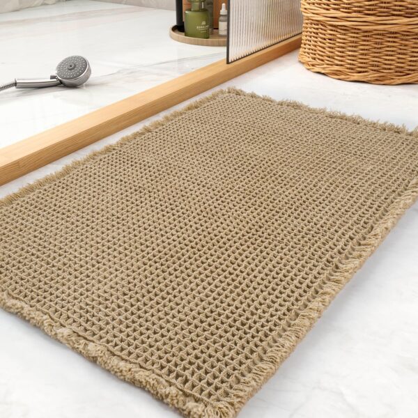 Waffle Bath Mat Rug, Super Absorbent Non Slip Bath Mats for Bathroom Mat Ultra Soft Bathmat Machine Washable Bathroom Rugs
