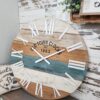 30" Wooden Multi-Color Maritime Coastal Beach Large Roman Wall Clock (Blue, 30 inch) - Image 5