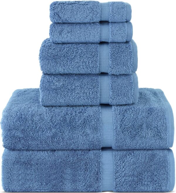 Luxury Spa and Hotel Quality Premium Turkish Cotton 6-Piece Towel Set (2 x Bath Towels, 2 x Hand Towels, 2 x Washcloths)