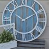 30" Coastal Wall Clock - Metal & Solid Wood Noiseless Weathered Beach Blue Wall Clock - Image 5