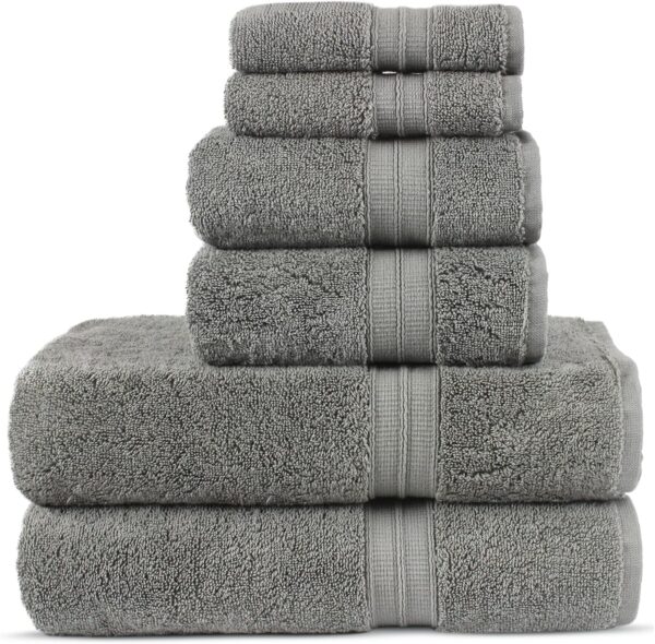 Soft & Absorbent Premium Cotton Turkish Towels (Gray, 6-Piece Towel Set)