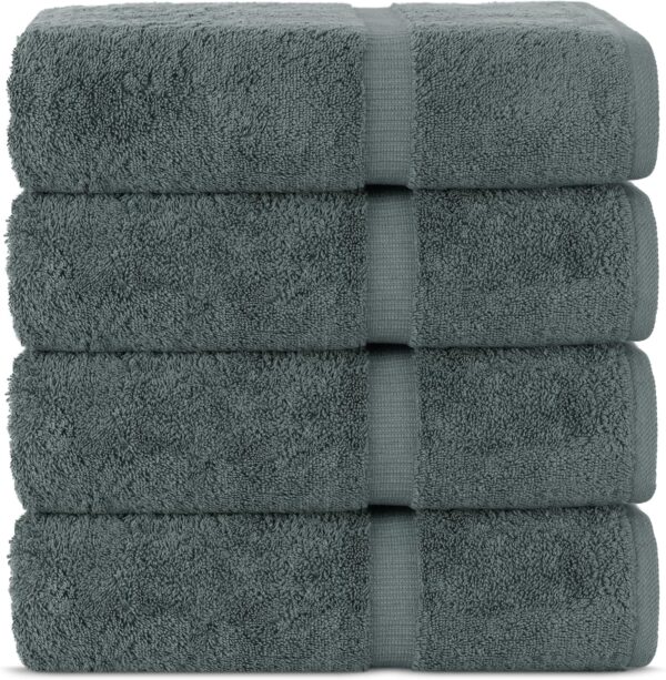 Hotel & Spa Quality 100% Cotton Premium Turkish Towels | Soft & Absorbent (4-Piece Bath Towels, Dark Gray)