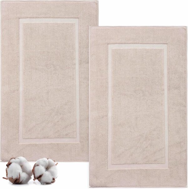 Luxury 2 Pack Banded Cotton Bath Mats for Bathroom Floor [ Hotel, Spa, Tub, Shower Bath Mat Floor Towel Set ]