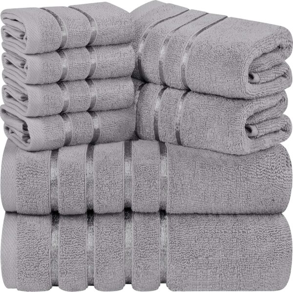 8-Piece Luxury Towel Set, 2 Bath Towels, 2 Hand Towels, and 4 Wash Cloths