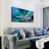 Farmhouse Canvas Wall Art For Living Room Wall Decorations For Bedroom Office Wall Decor Blue Aurora Scenery Painting On Stretched And Framed Wall Pictures Ready To Hang For Room Home Decor - Image 2
